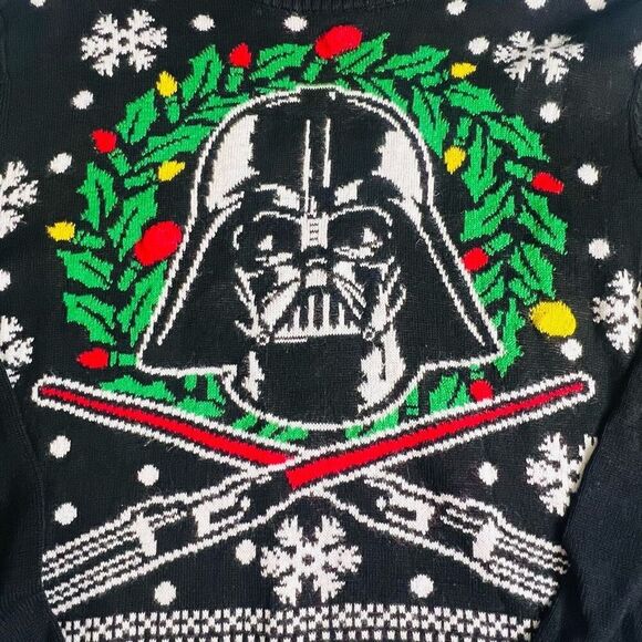 Star Wars Womens Black Darth Vader Ugly Christmas Knit Pullover Sweater XL - Picture 4 of 5